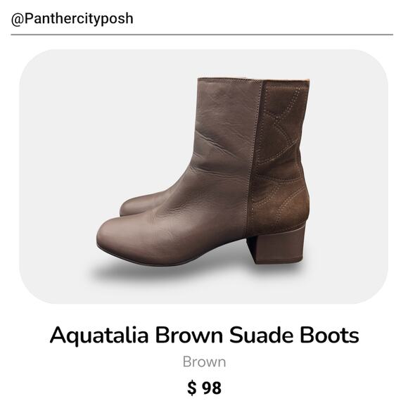 Aquatalia Brown Leather and Suede Boots Sz 8 - Picture 1 of 11